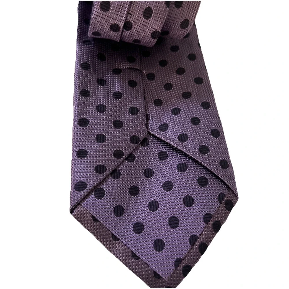 Emilio Ponti Tie Purple On Purple Polka‎ Dot Silk Necktie Woven Selftipped